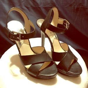 EUC MK Black Leather Heels